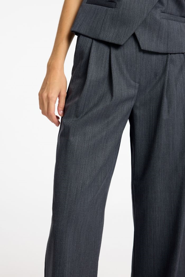 Naya HW Extra wide pants, Steel Gray